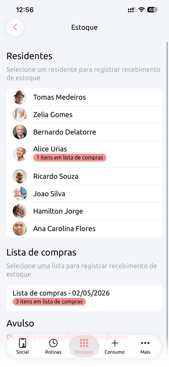 Gestão de estoque no app